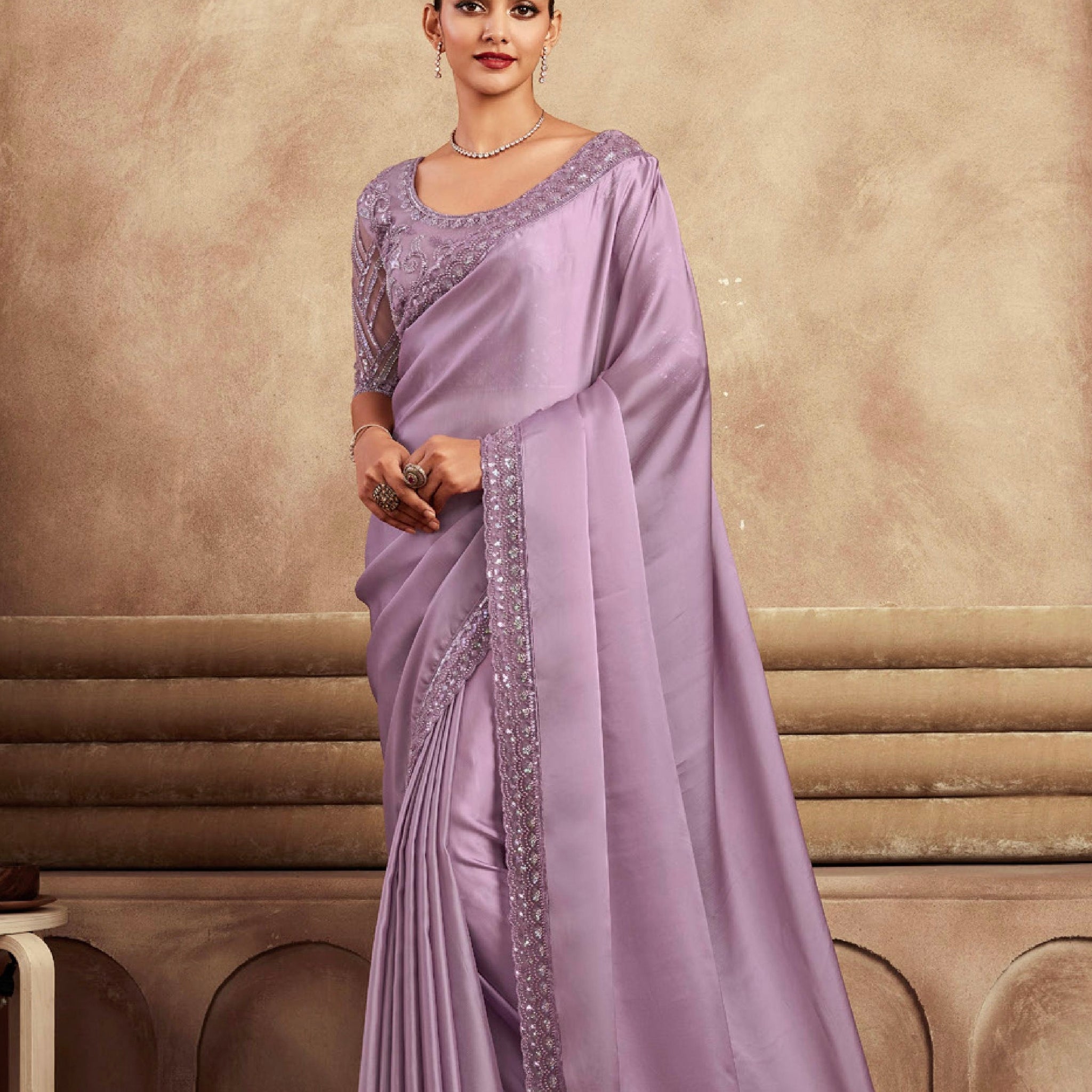 Beautiful Designer Occasion Wear Fancy Sartin Silk Saree