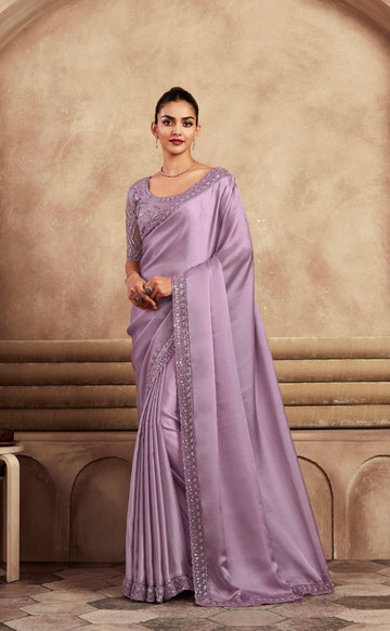 Beautiful Designer Occasion Wear Fancy Sartin Silk Saree