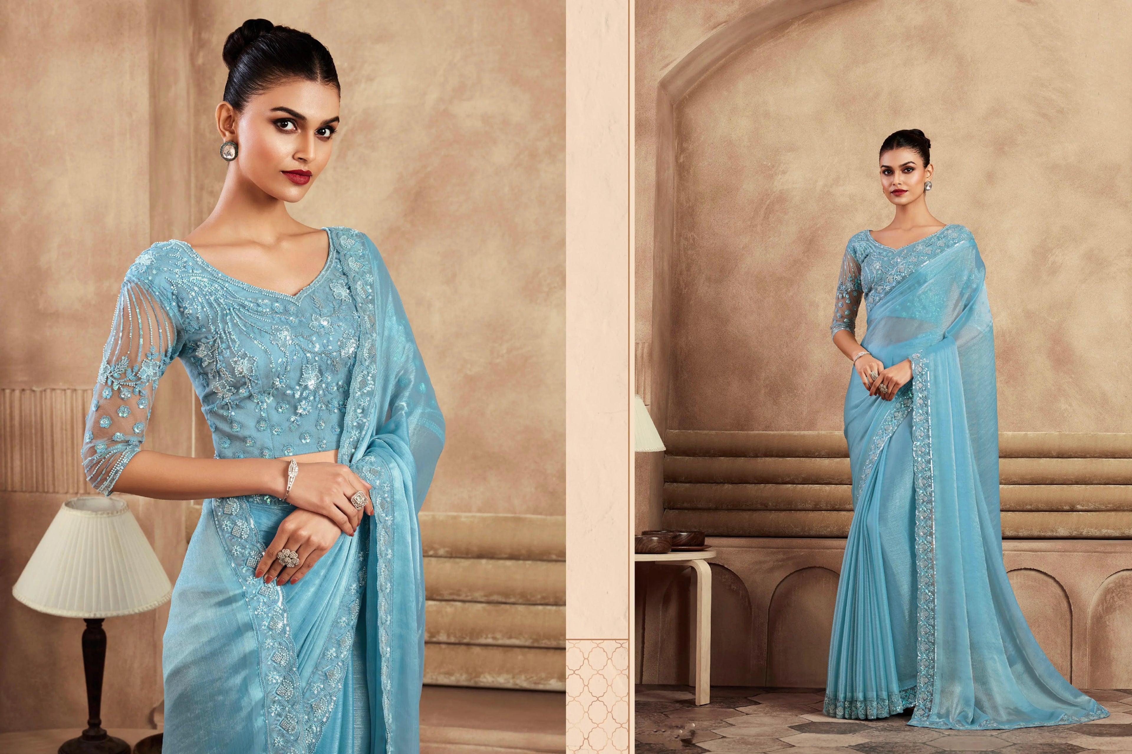 Beautiful Designer Occasion Wear Fancy Sartin Silk Saree
