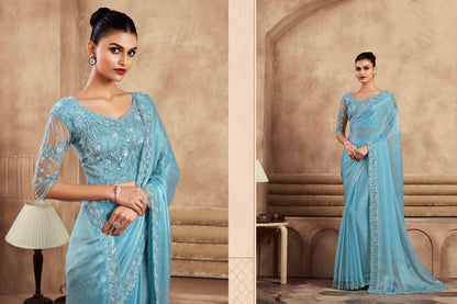 Beautiful Designer Occasion Wear Fancy Sartin Silk Saree