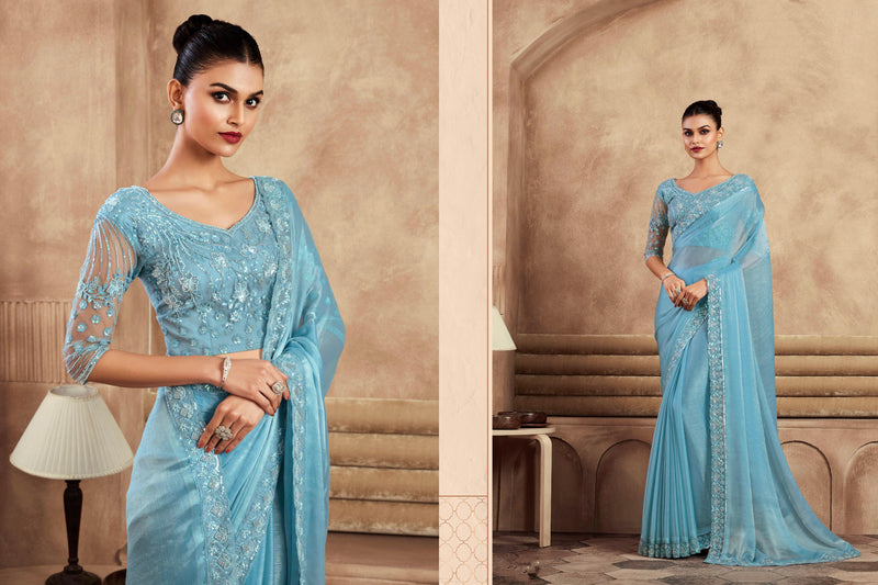 Beautiful Designer Occasion Wear Fancy Sartin Silk Saree