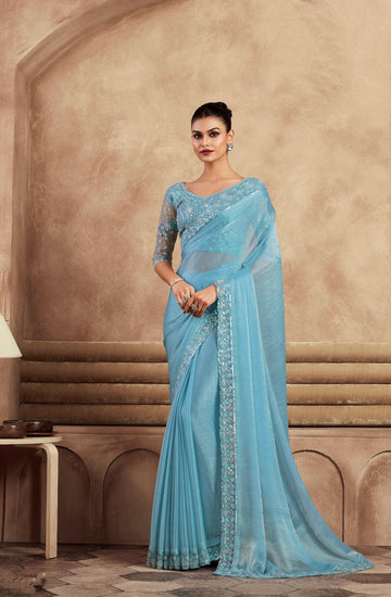 Beautiful Designer Occasion Wear Fancy Sartin Silk Saree