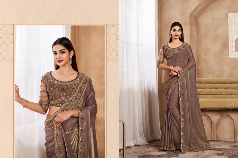 Beautiful Designer Occasion Wear Fancy Sartin Silk Saree