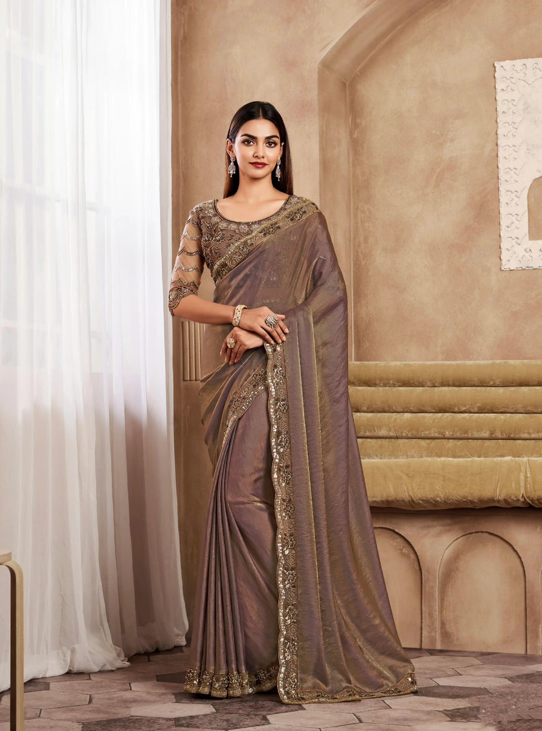 Beautiful Designer Occasion Wear Fancy Sartin Silk Saree