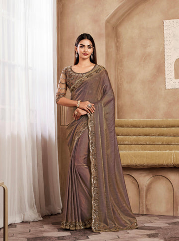 Beautiful Designer Occasion Wear Fancy Sartin Silk Saree