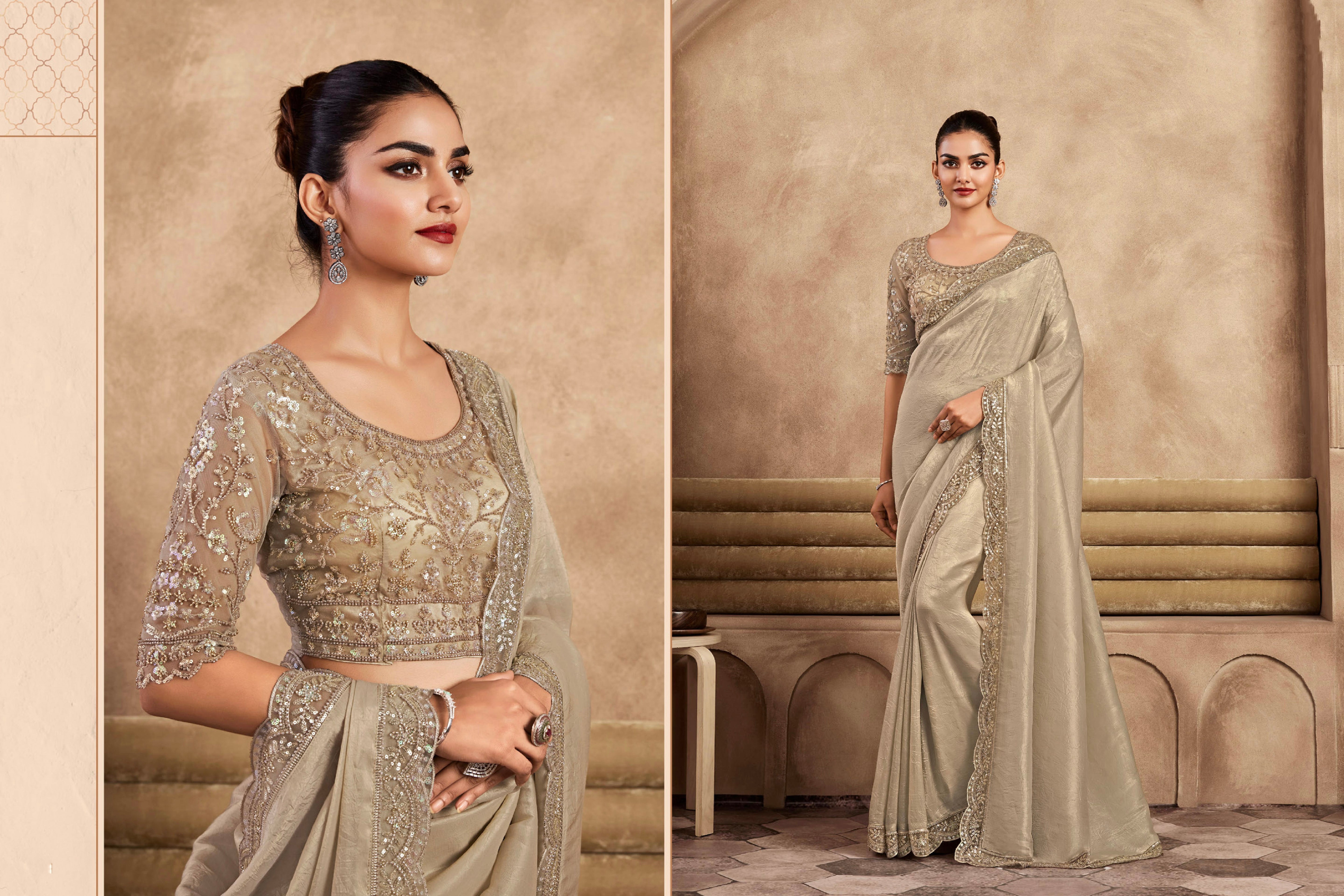 Beautiful Designer Occasion Wear Fancy Sartin Silk Saree