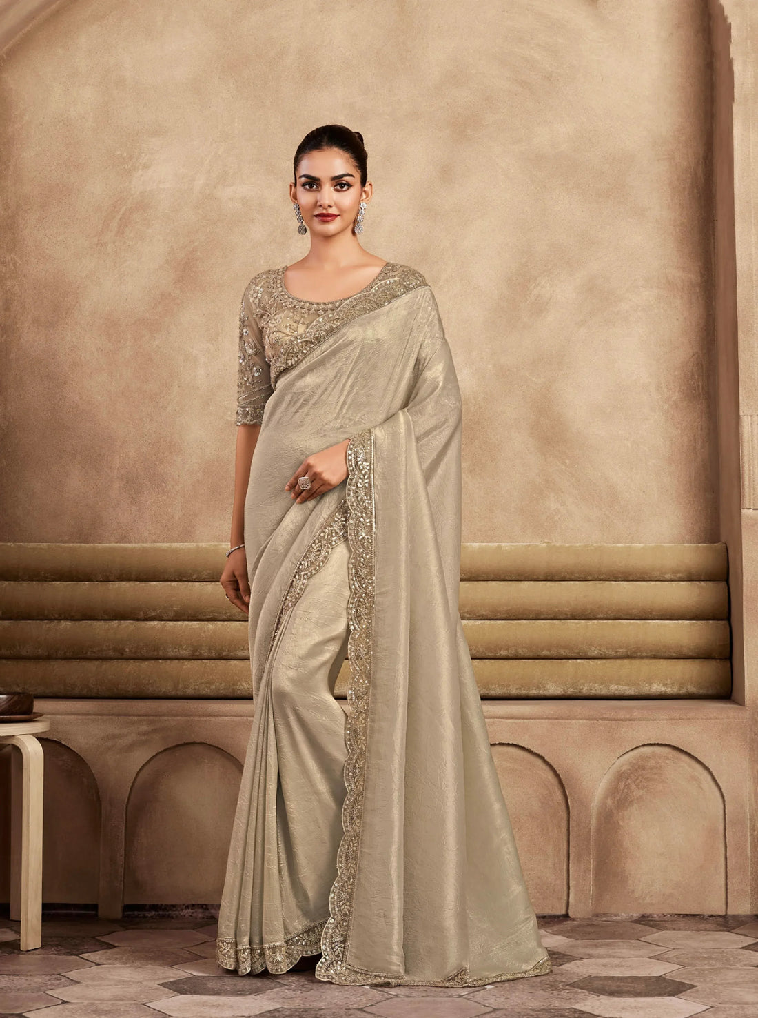 Beautiful Designer Occasion Wear Fancy Sartin Silk Saree