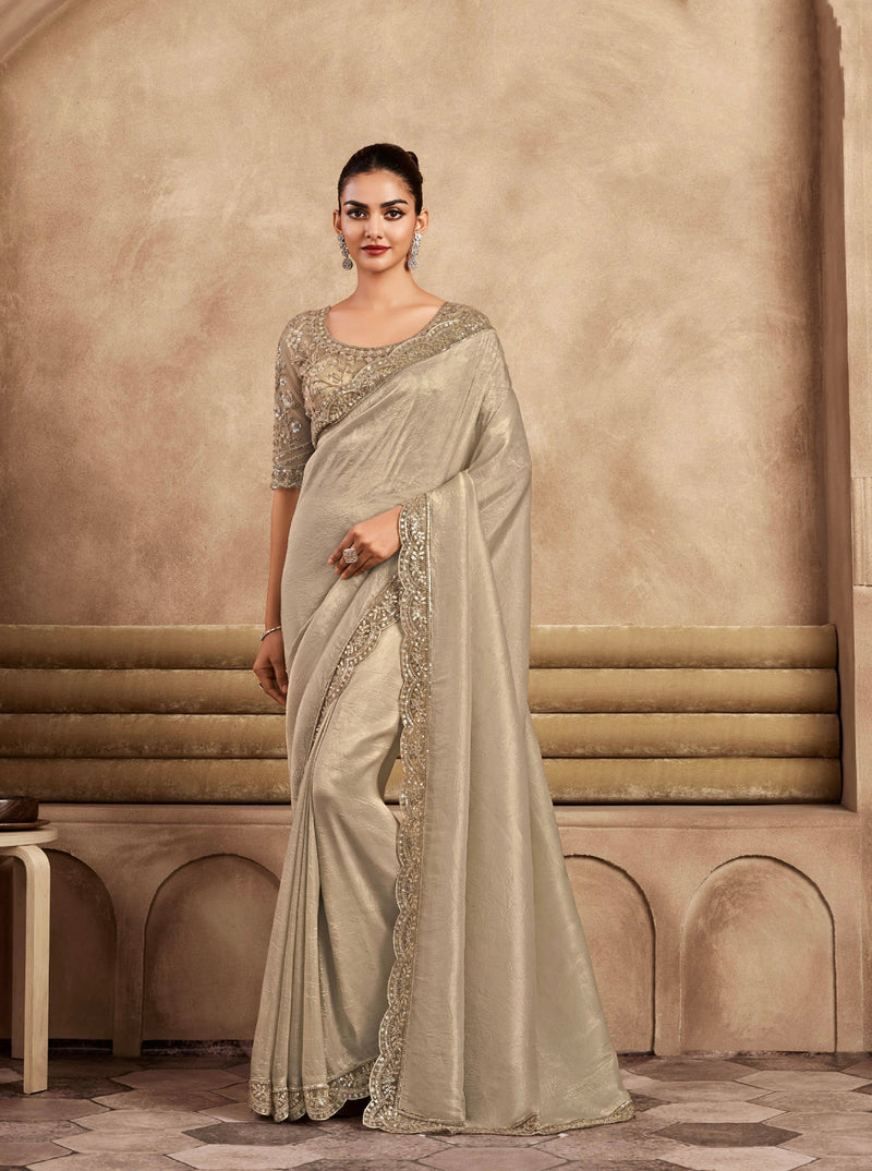 Beautiful Designer Occasion Wear Fancy Sartin Silk Saree