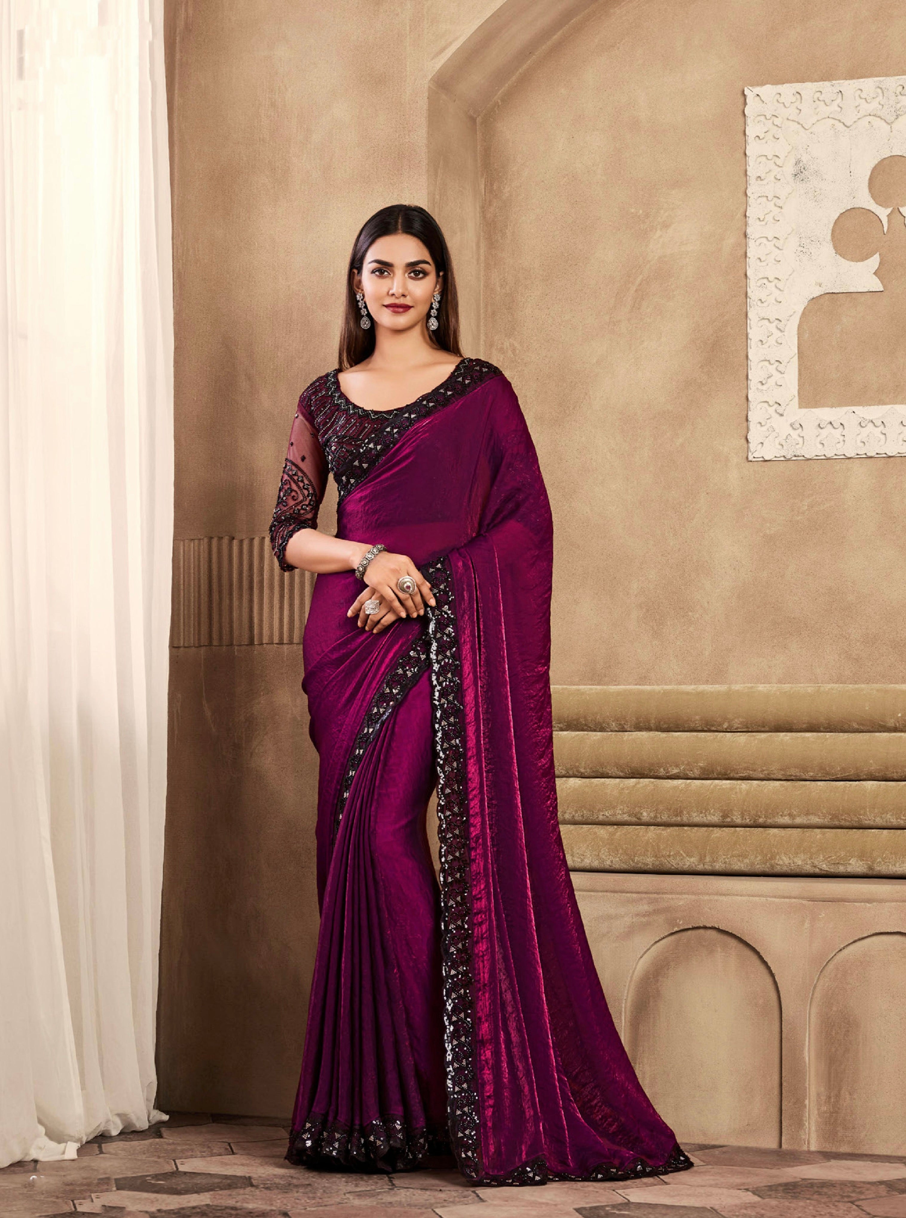 Beautiful Designer Occasion Wear Fancy Sartin Silk Saree