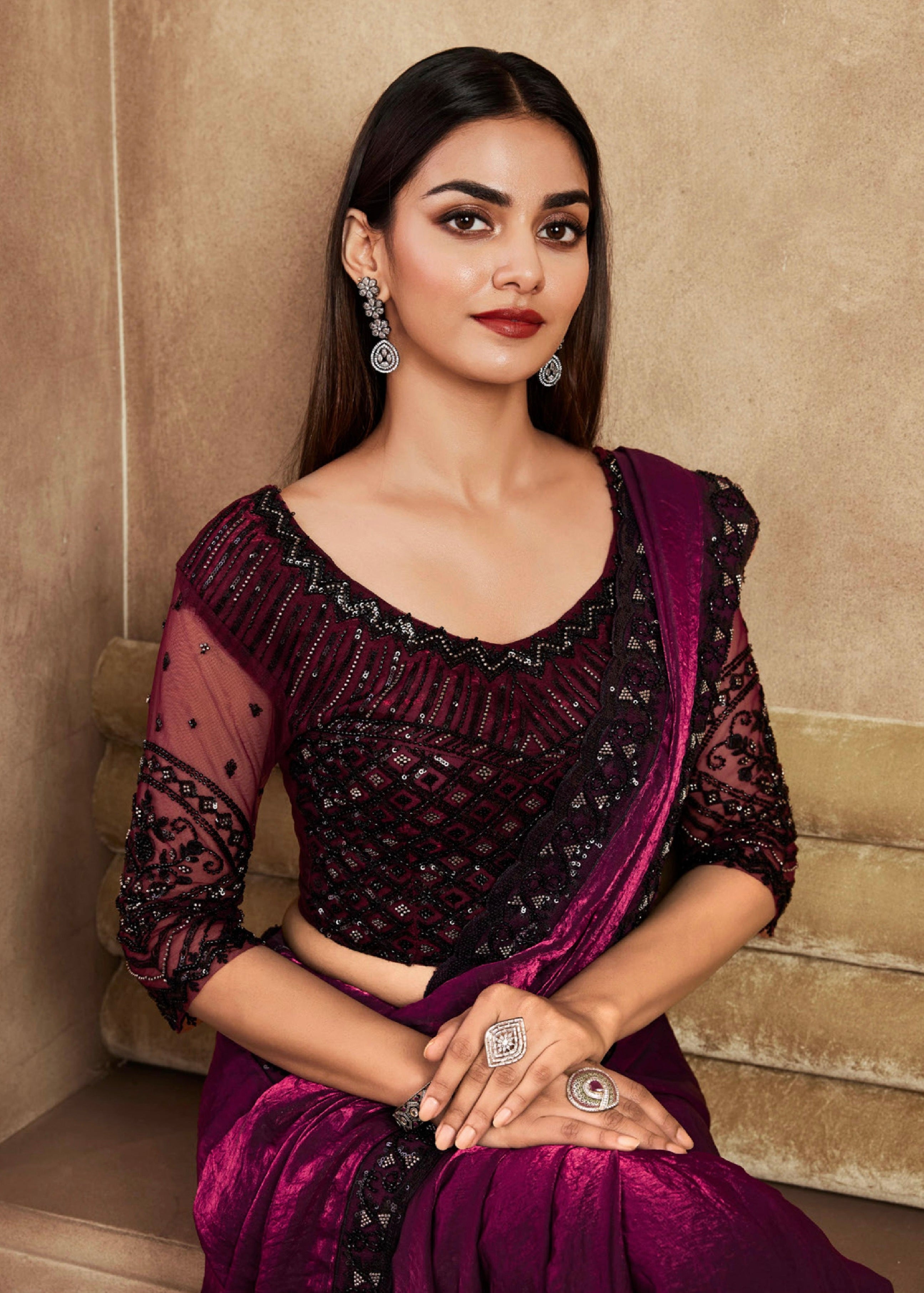 Beautiful Designer Occasion Wear Fancy Sartin Silk Saree