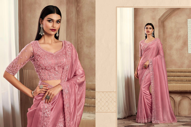 Beautiful Designer Occasion Wear Fancy Sartin Silk Saree