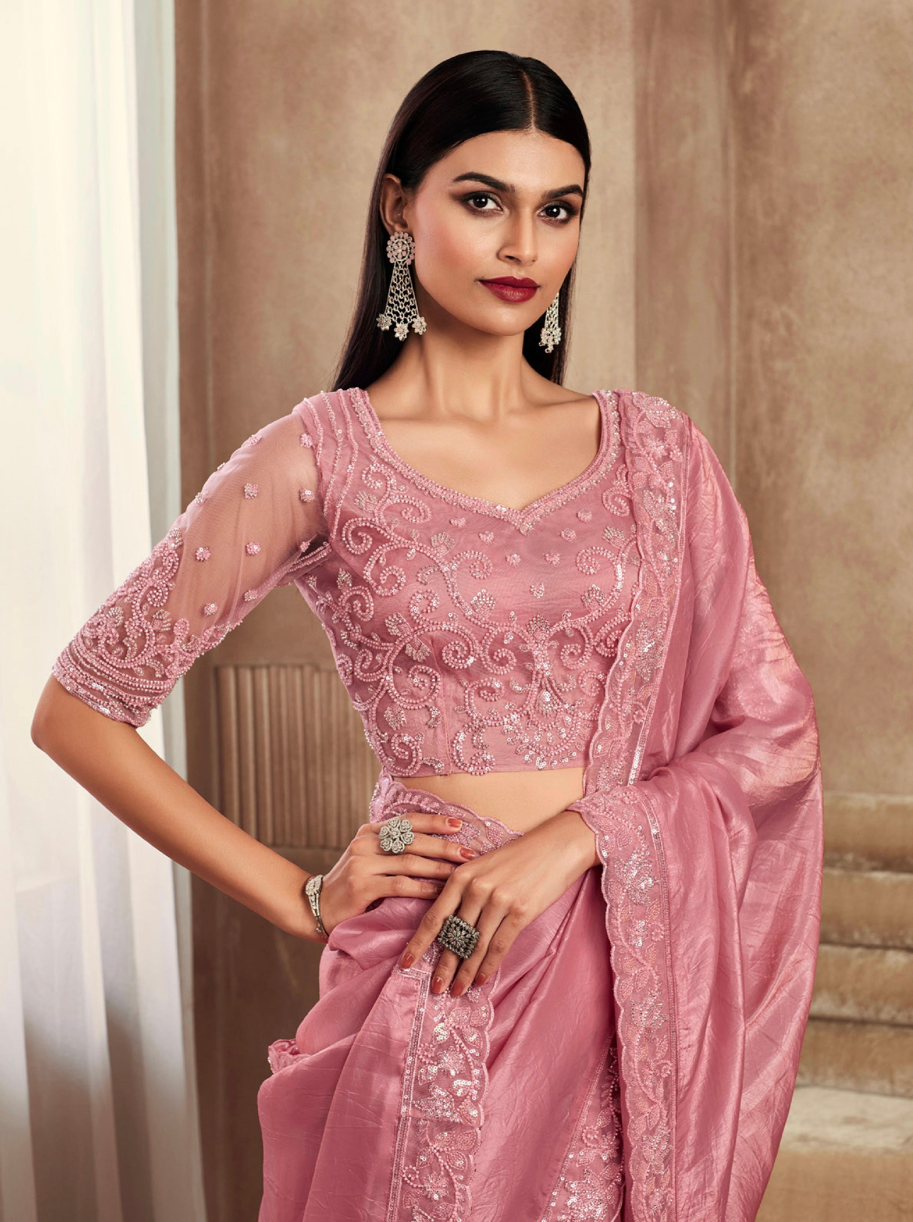 Beautiful Designer Occasion Wear Fancy Sartin Silk Saree