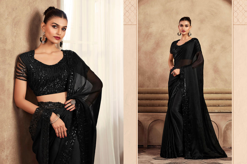 Beautiful Designer Occasion Wear Fancy Sartin Silk Saree