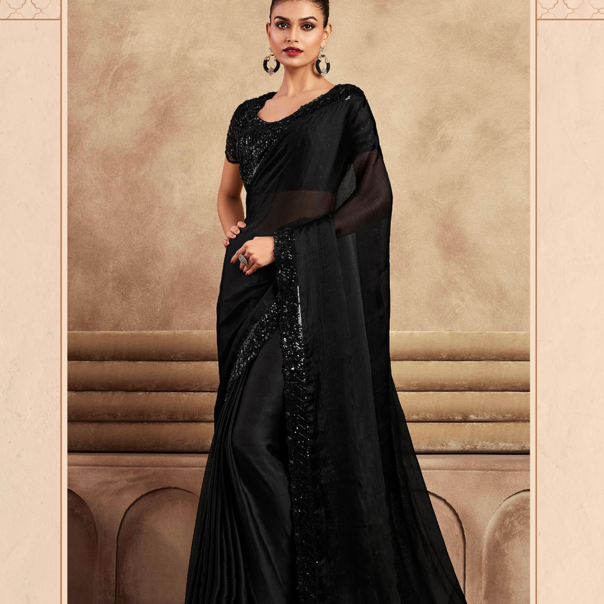 Beautiful Designer Occasion Wear Fancy Sartin Silk Saree