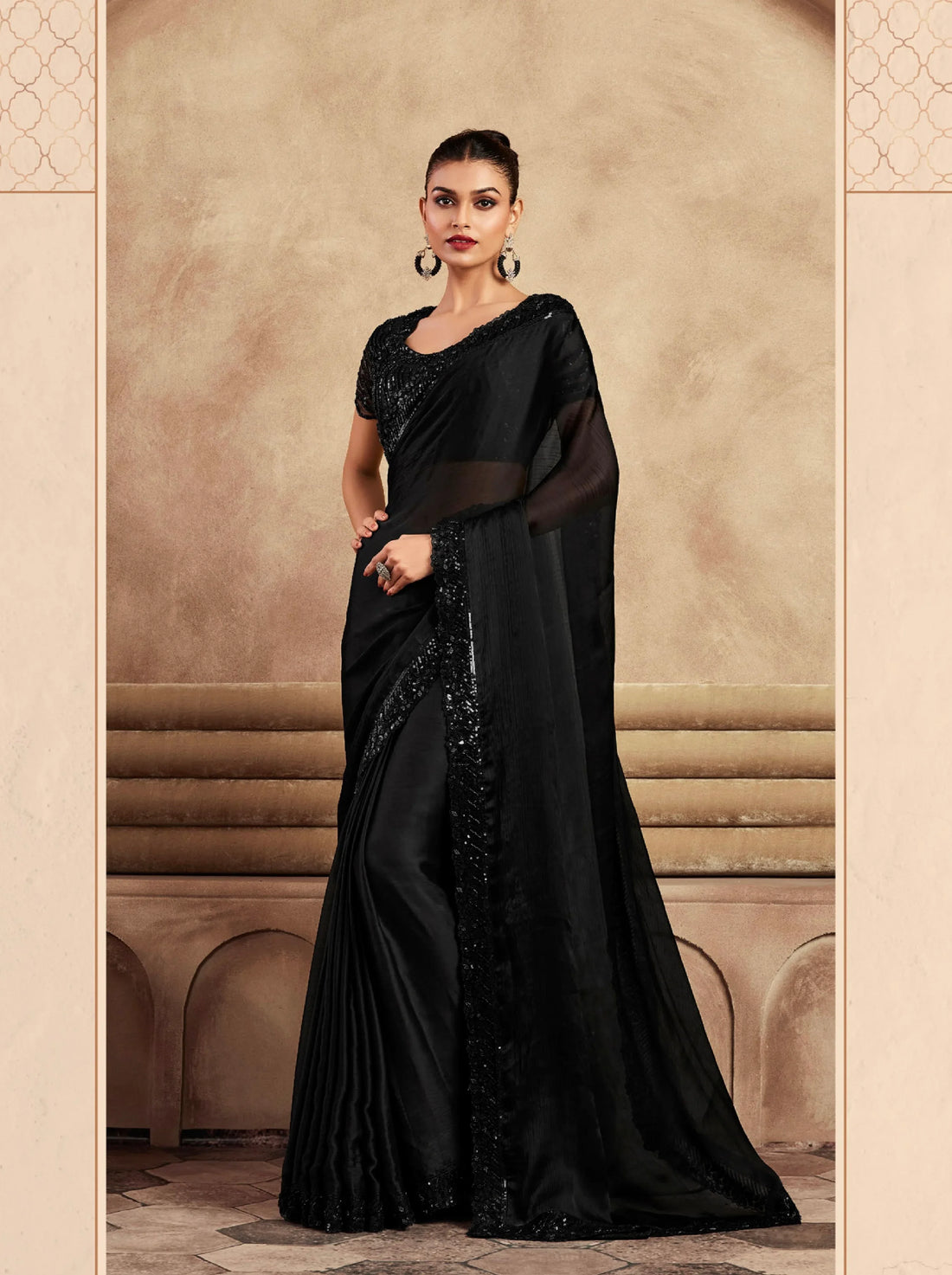 Beautiful Designer Occasion Wear Fancy Sartin Silk Saree