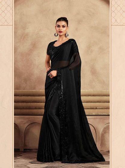 Beautiful Designer Occasion Wear Fancy Sartin Silk Saree