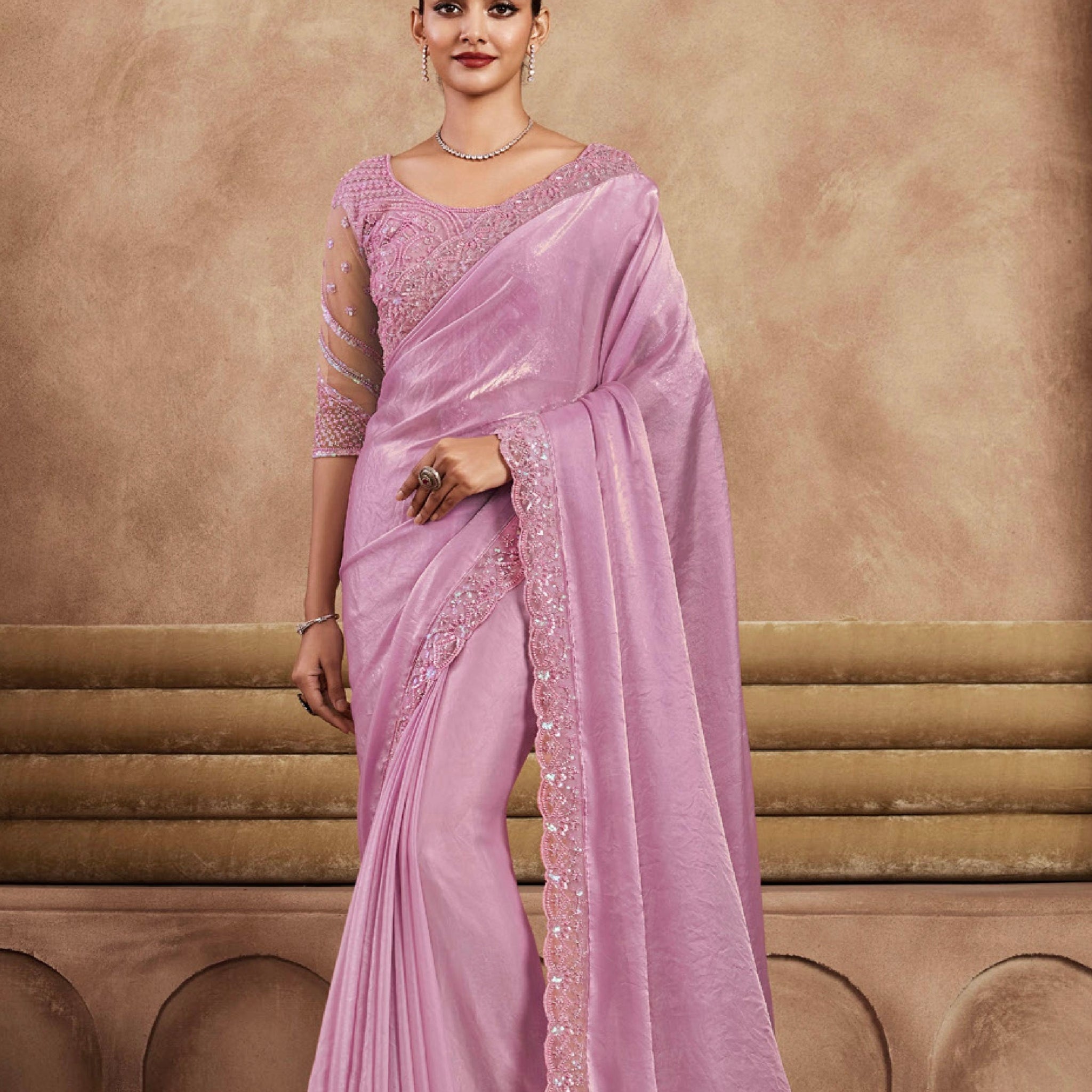 Beautiful Designer Occasion Wear Fancy Sartin Silk Saree