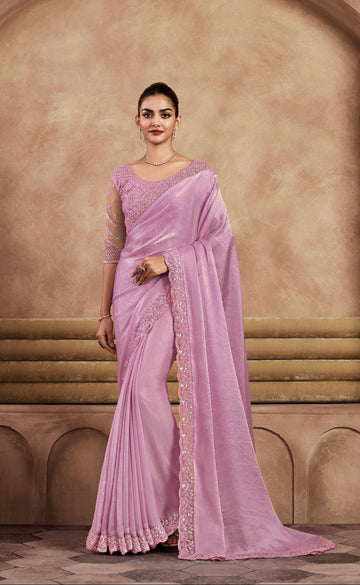 Beautiful Designer Occasion Wear Fancy Sartin Silk Saree