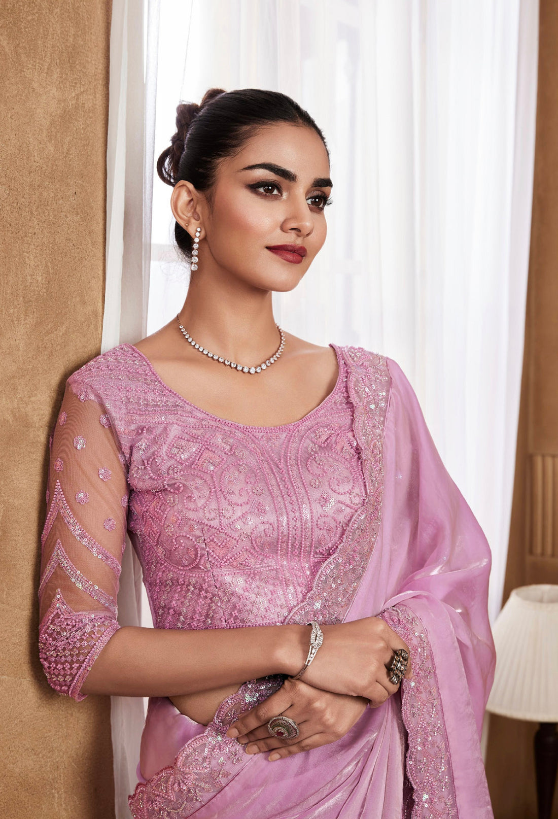 Beautiful Designer Occasion Wear Fancy Sartin Silk Saree