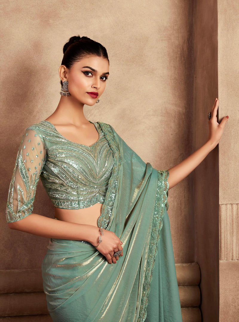 Beautiful Designer Occasion Wear Fancy Sartin Silk Saree