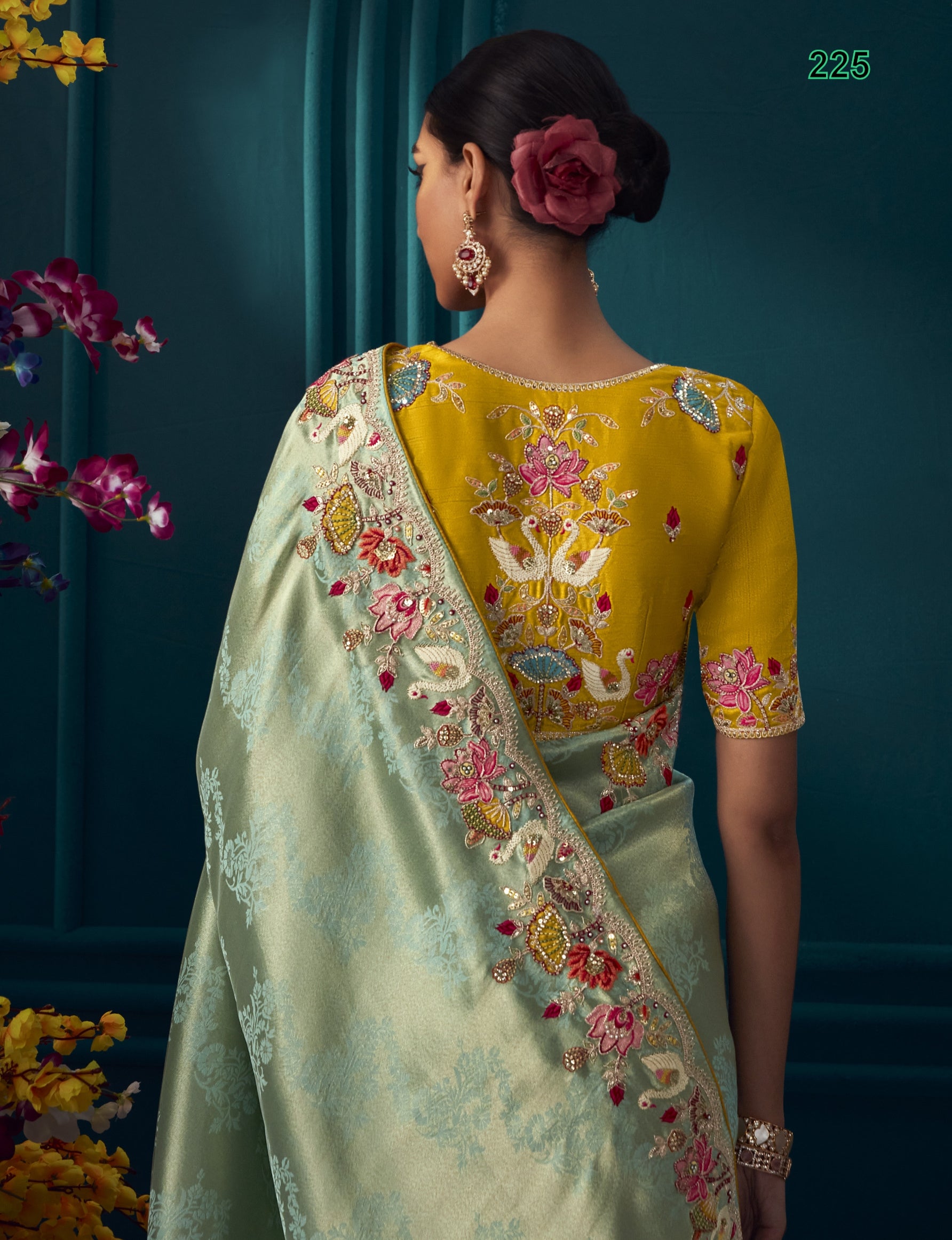 Beautiful Designer Aqua Green Banarasi Kanjivaram Wedding Saree