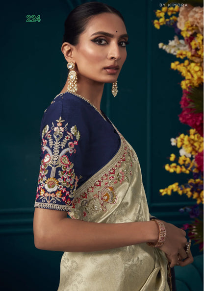 Beautiful Designer Rodeo Dust Banarasi Kanjivaram Wedding Saree