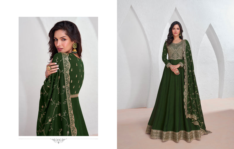 Green Silk Anarkali Suit with Embroidered Dupatta for Festive Events