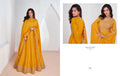 Mustard yellow embroidered premium silk Anarkali suit with dupatta for weddings and festivals.