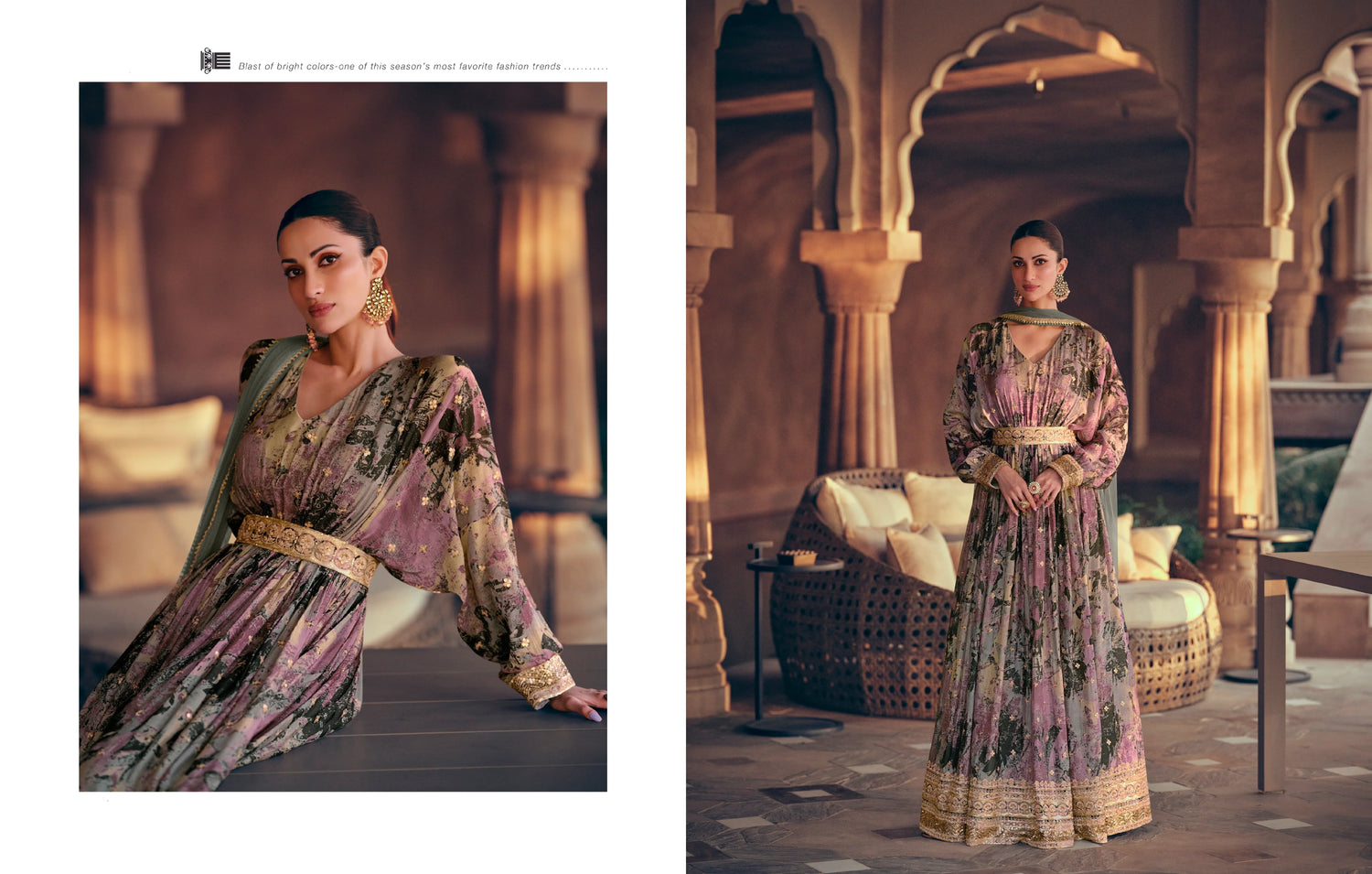 Purple Floral Embroidered Georgette Anarkali Suit with Net Dupatta