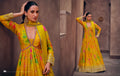 Yellow Floral Embroidered Georgette Anarkali Suit with Net Dupatta