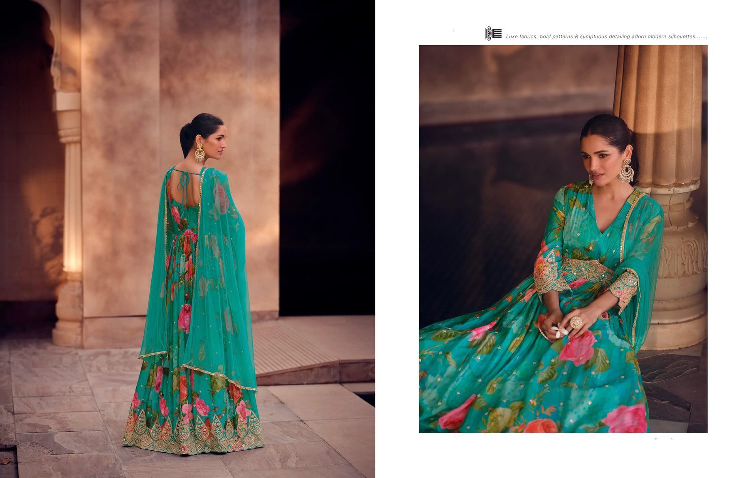 Green Floral Embroidered Georgette Anarkali Suit with Net Dupatta