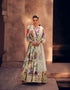 Cream Floral Embroidered Georgette Anarkali Suit with Net Dupatta