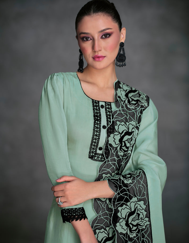 Beautiful Designer Occasion Wear Latest Pure Organza Silk Salwar Suit