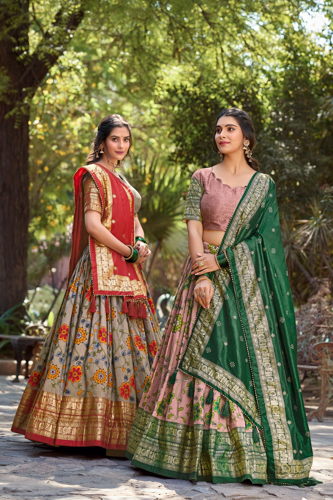 Beautiful Designer Party Wear Kalamkari Tussar Silk Lehenga Choli