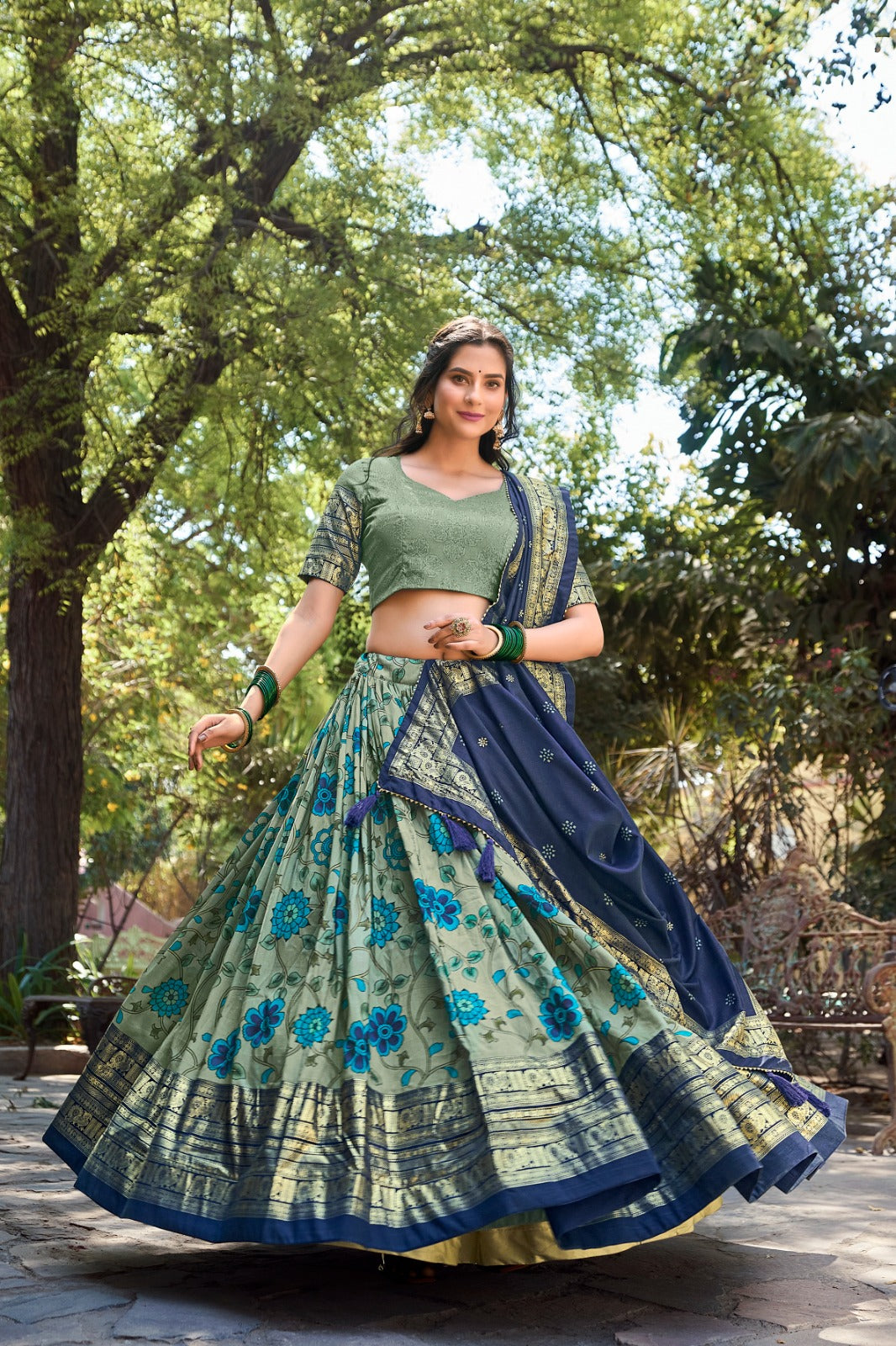 Beautiful Designer Party Wear Kalamkari Tussar Silk Lehenga Choli