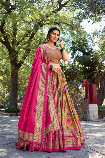 Beautiful Designer Party Wear Kalamkari Tussar Silk Lehenga Choli