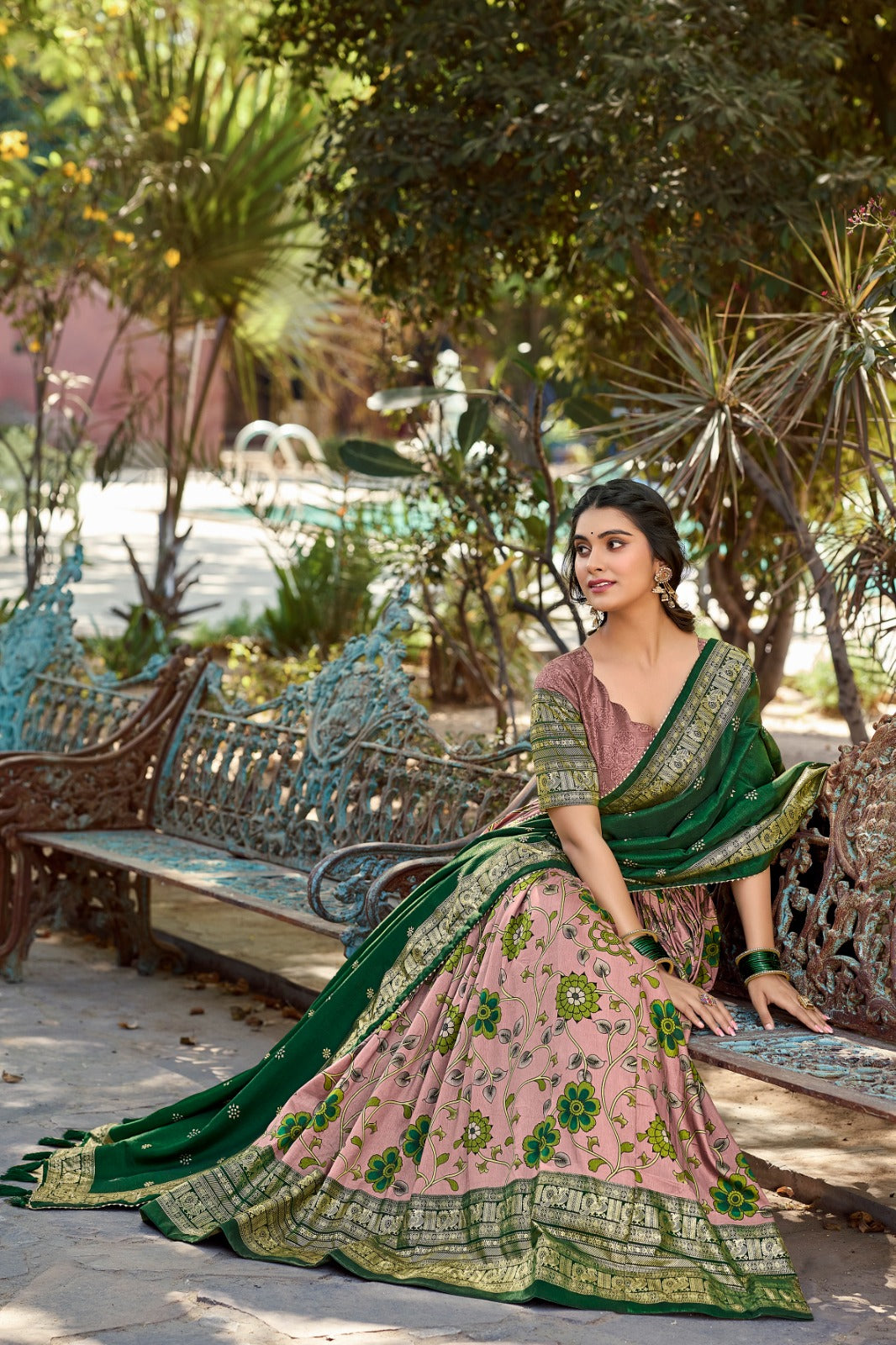 Beautiful Designer Party Wear Kalamkari Tussar Silk Lehenga Choli