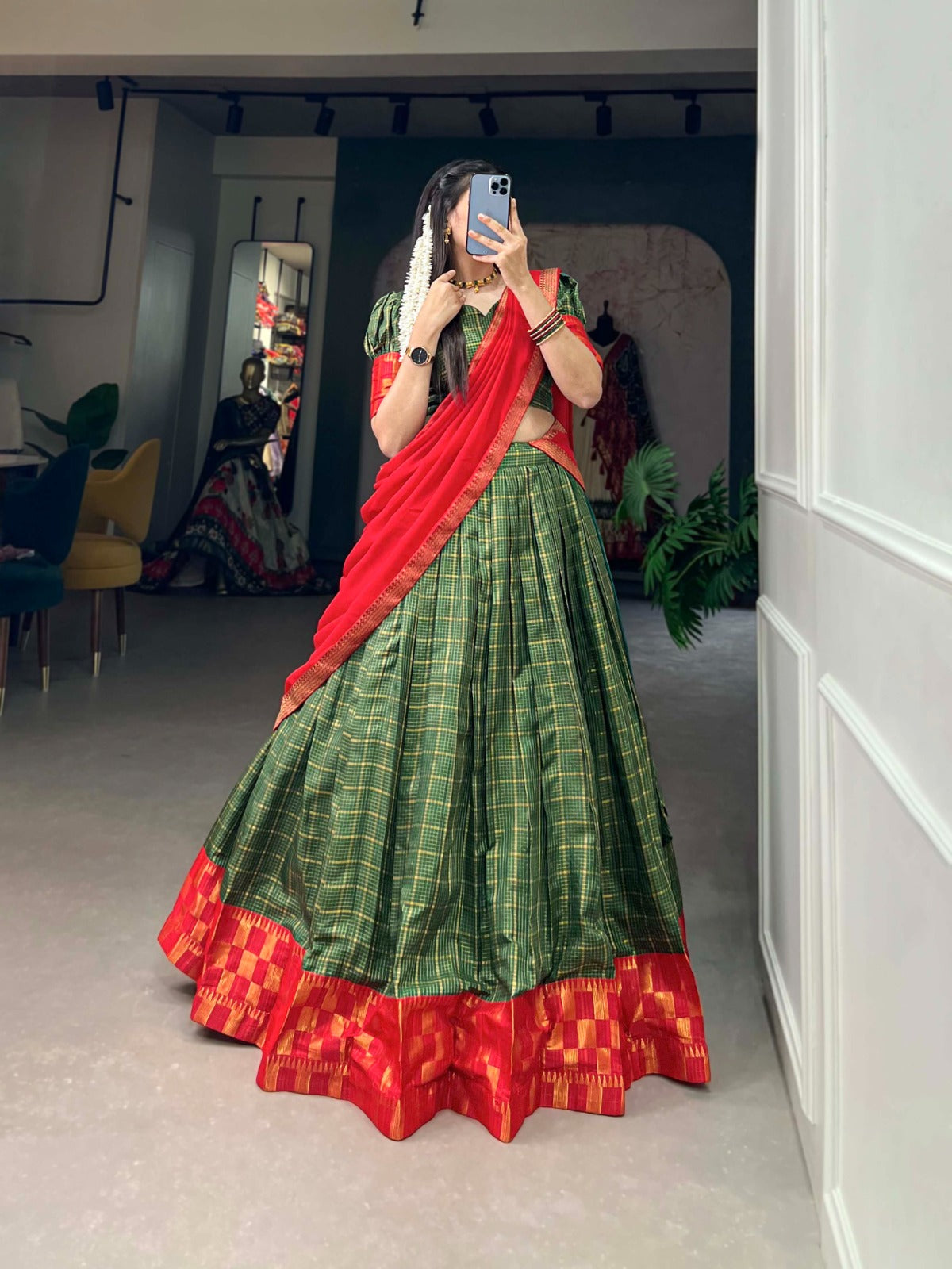 Navaratri Chanderi Silk Lehenga Choli