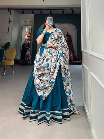 Beautiful Designer Party Wear Printed Vichitra Silk Lehenga Choli