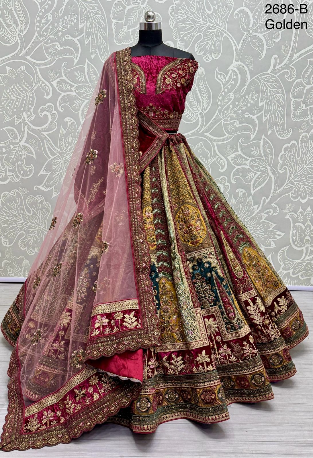 Beautiful Designer Bridal Heavy Velvet With Sequence Lehenga Choli
