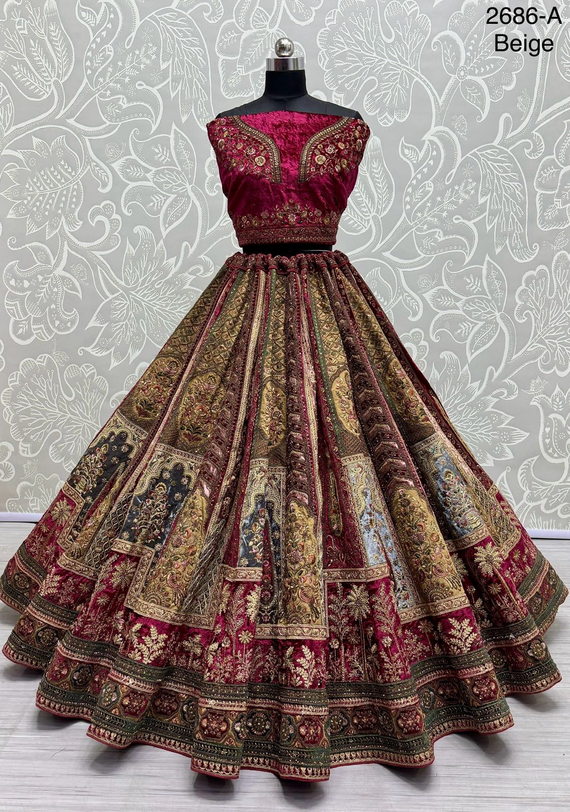 Beautiful Designer Bridal Heavy Velvet With Sequence Lehenga Choli