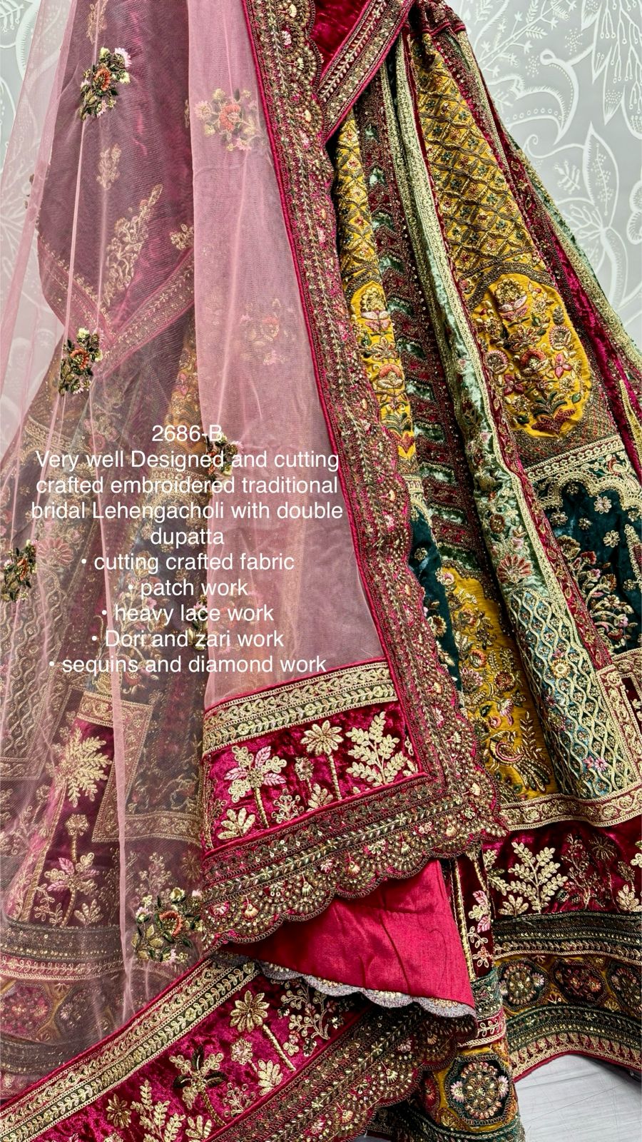 Beautiful Designer Bridal Heavy Velvet With Sequence Lehenga Choli