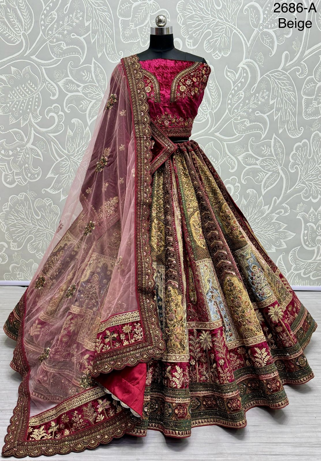 Beautiful Designer Bridal Heavy Velvet With Sequence Lehenga Choli