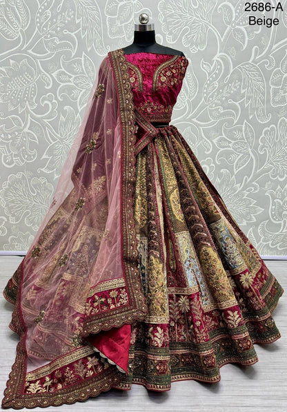 Beautiful Designer Bridal Heavy Velvet With Sequence Lehenga Choli