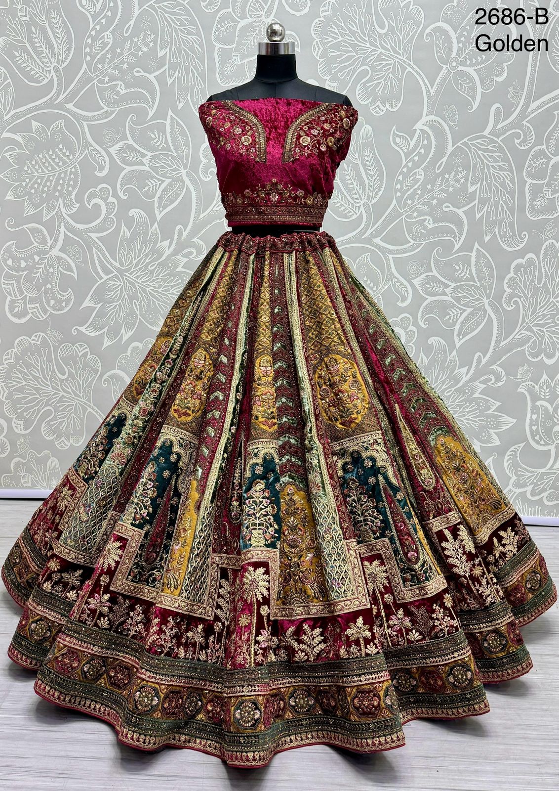 Beautiful Designer Bridal Heavy Velvet With Sequence Lehenga Choli