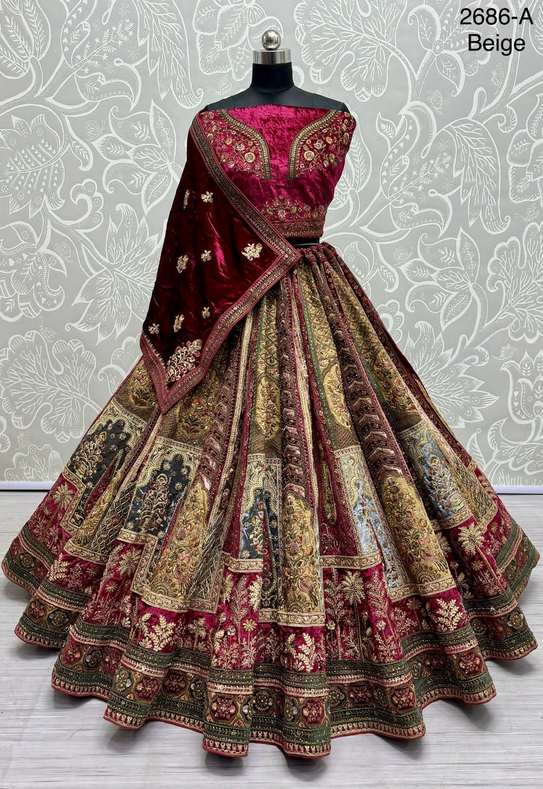 Beautiful Designer Bridal Heavy Velvet With Sequence Lehenga Choli