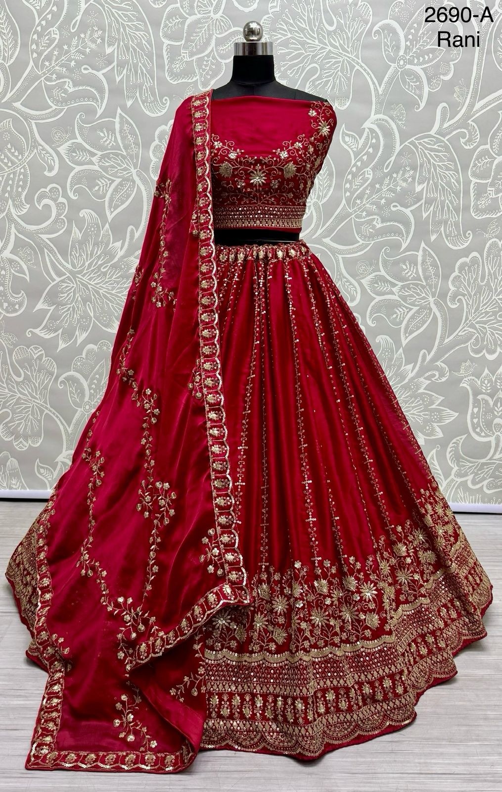 Beautiful Designer Bridal Satin Chiffon With Sequence Lehenga Choli
