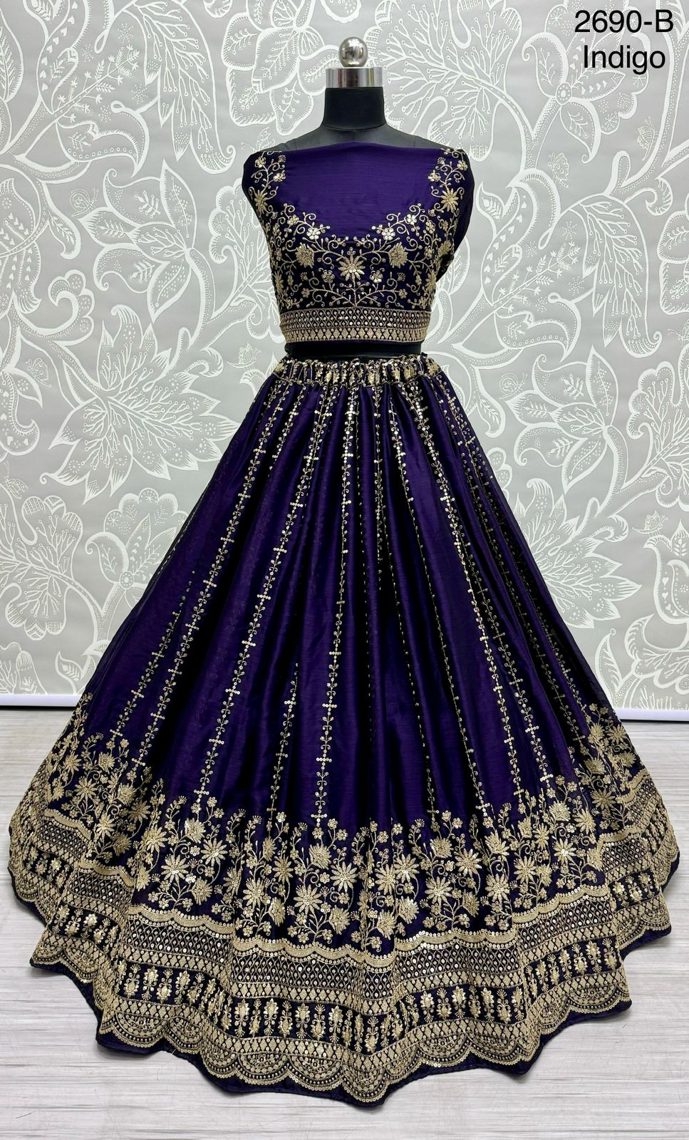 Beautiful Designer Bridal Satin Chiffon With Sequence Lehenga Choli