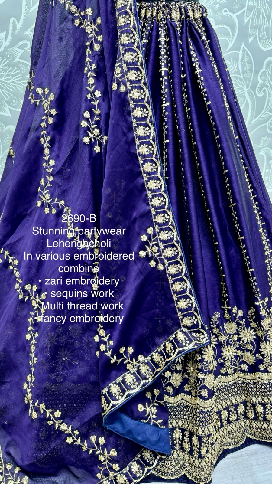 Beautiful Designer Bridal Satin Chiffon With Sequence Lehenga Choli