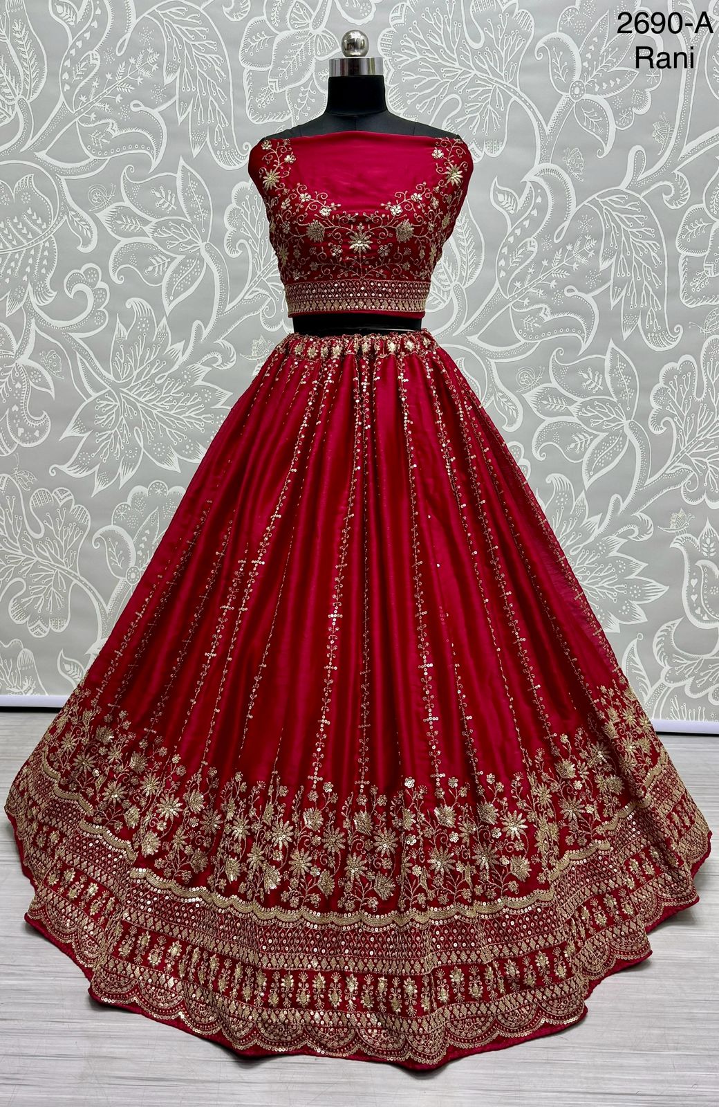 Beautiful Designer Bridal Satin Chiffon With Sequence Lehenga Choli